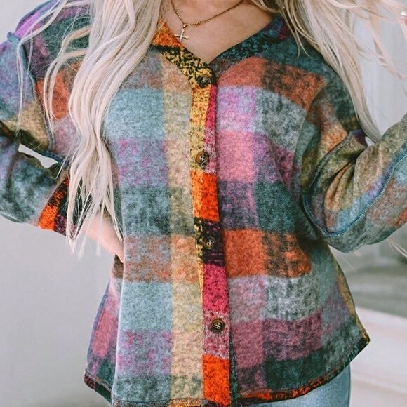 Multicolor Casual Womens Allover Print Drop Shoulder Coat - Picture 4 of 4